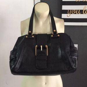 Ellen Tracy black leather purse gold hardware